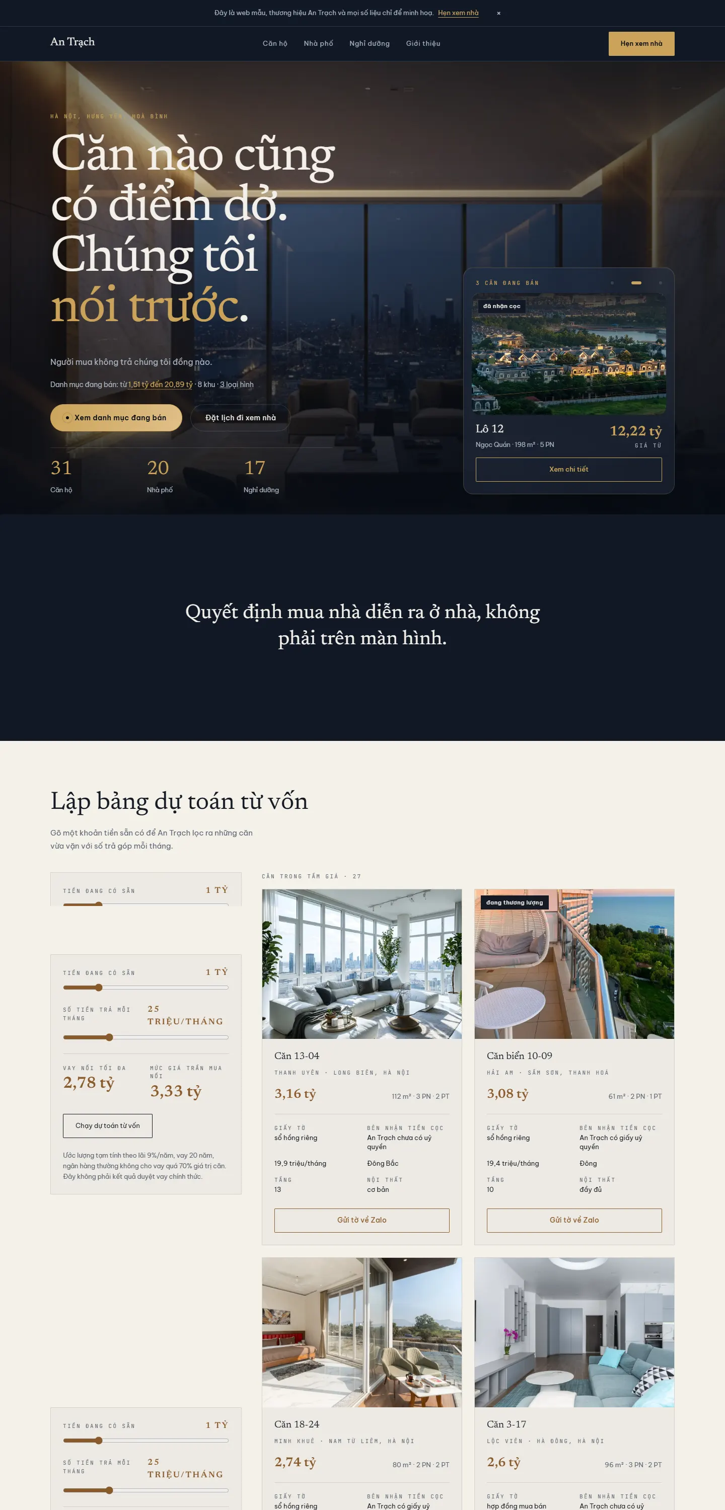 Website demo An Trạch trên máy tính — phần 1/9