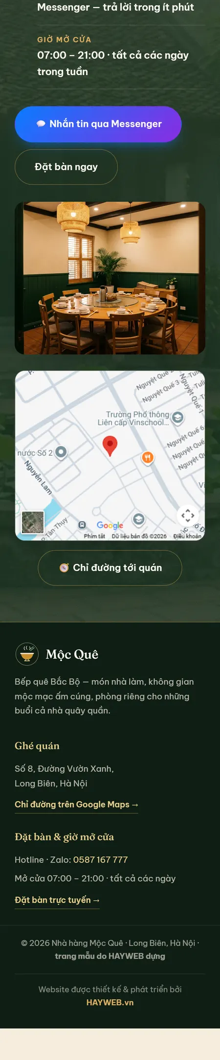 Website demo Mộc Quê trên điện thoại — phần 8/8
