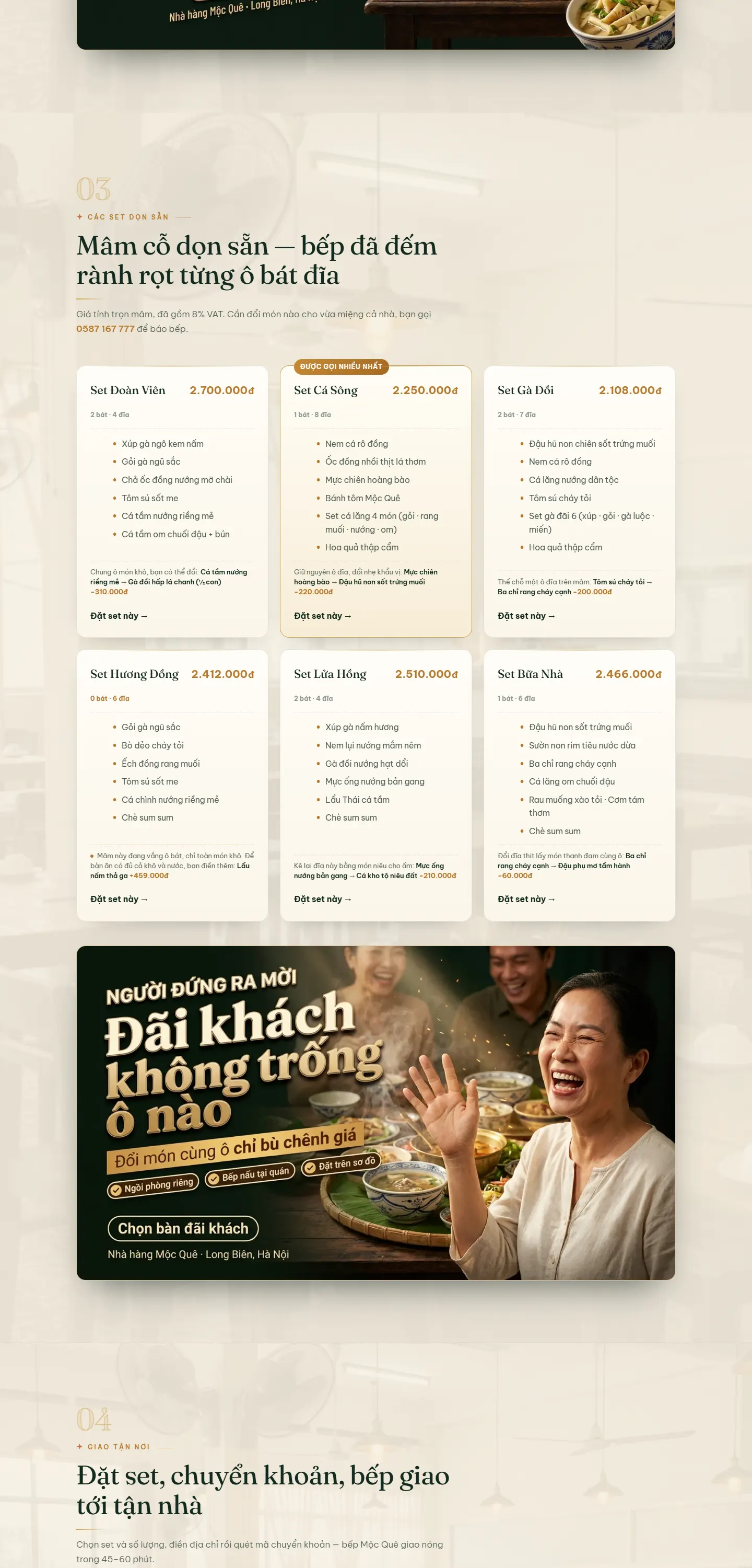 Website demo Mộc Quê trên máy tính — phần 3/5