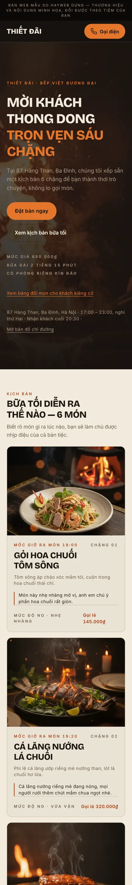 Website demo Thiết Đãi trên điện thoại — phần 1/7