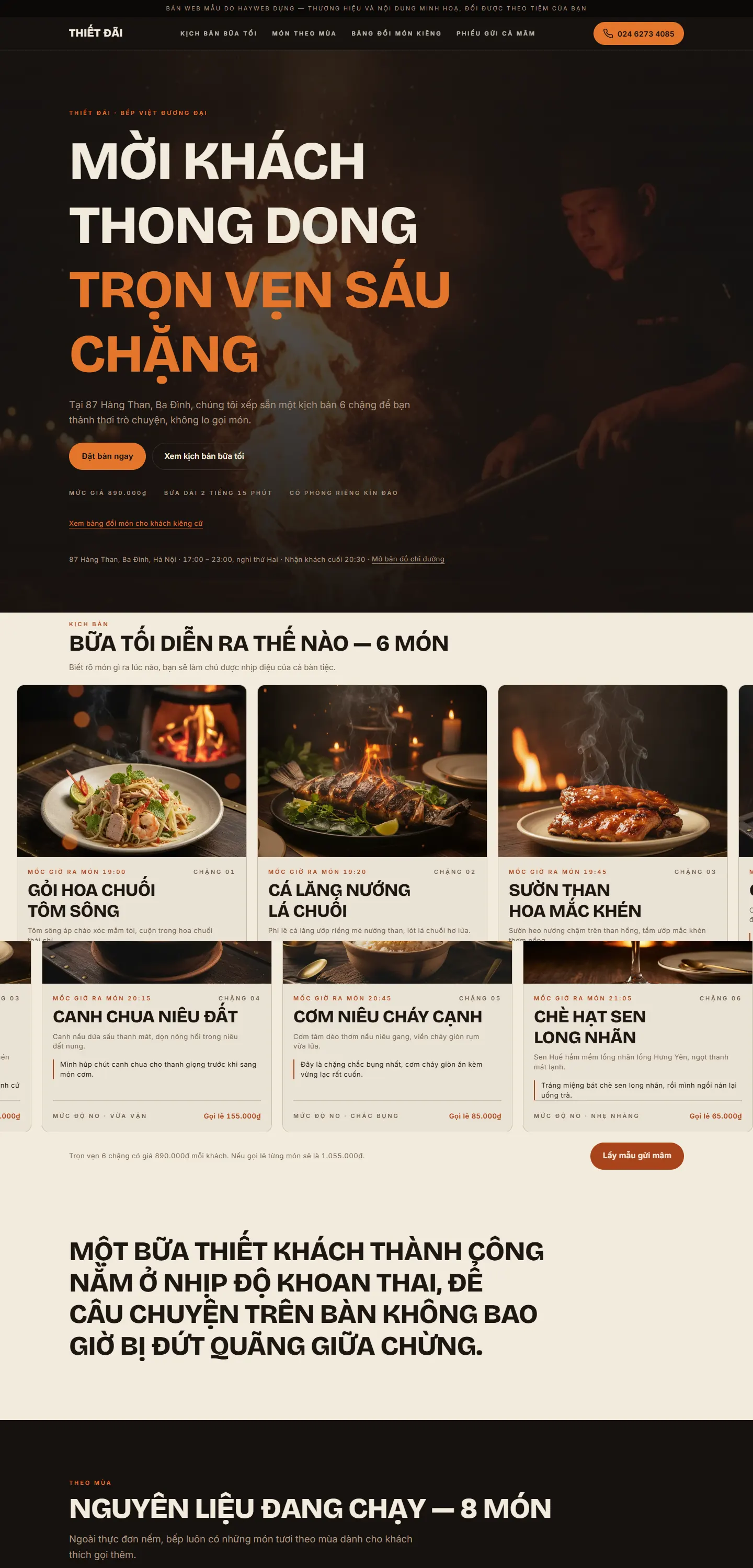Website demo Thiết Đãi trên máy tính — phần 1/4