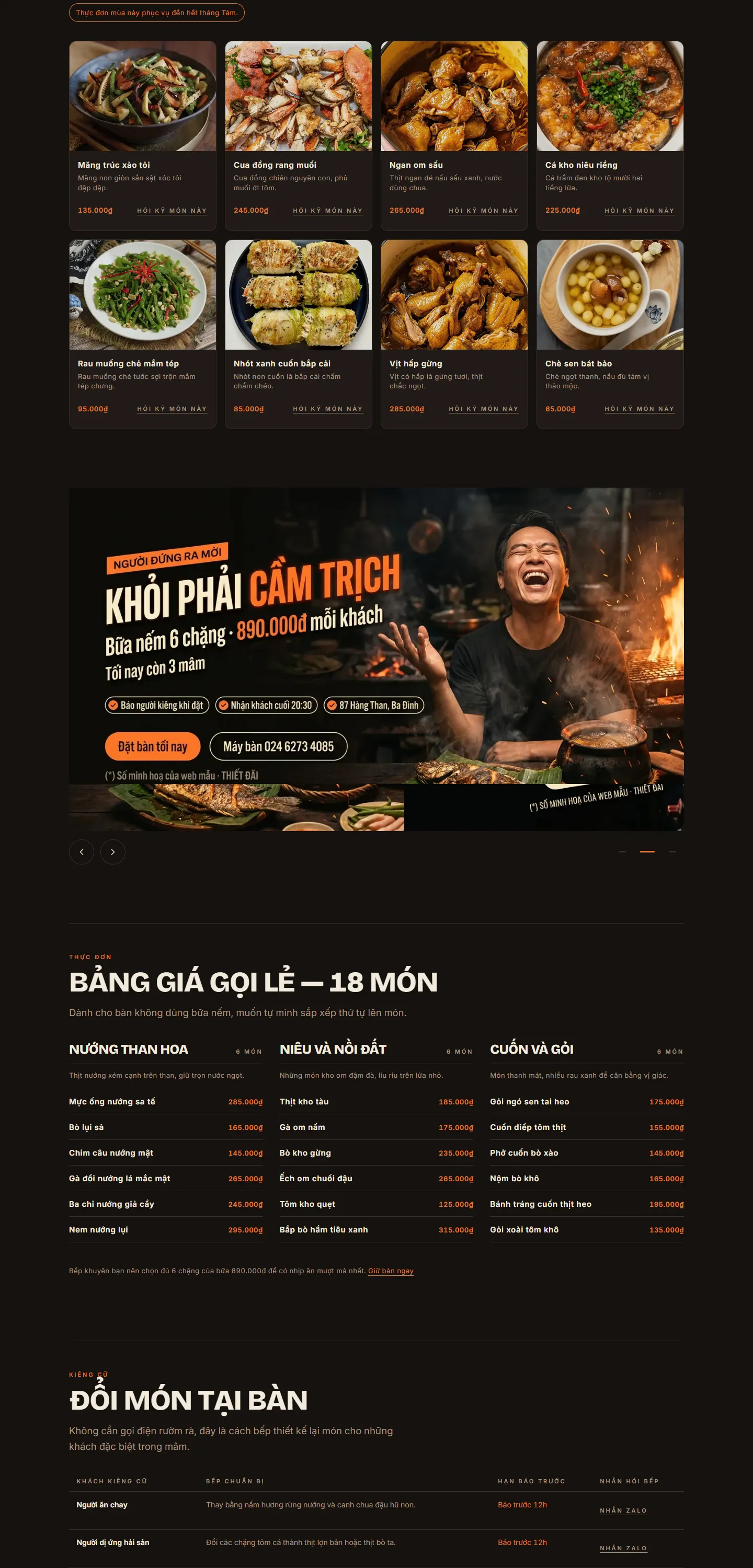 Website demo Thiết Đãi trên máy tính — phần 2/4