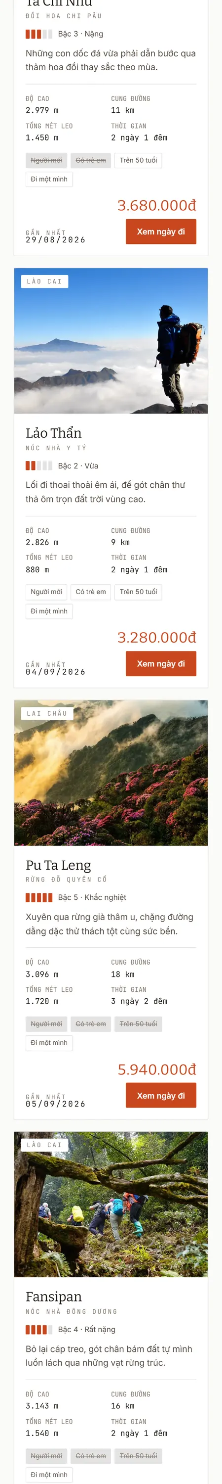 Website demo Dặm Xa trên điện thoại — phần 2/9
