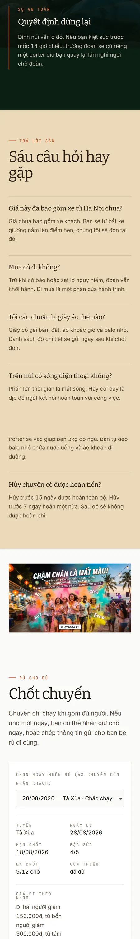 Website demo Dặm Xa trên điện thoại — phần 8/9
