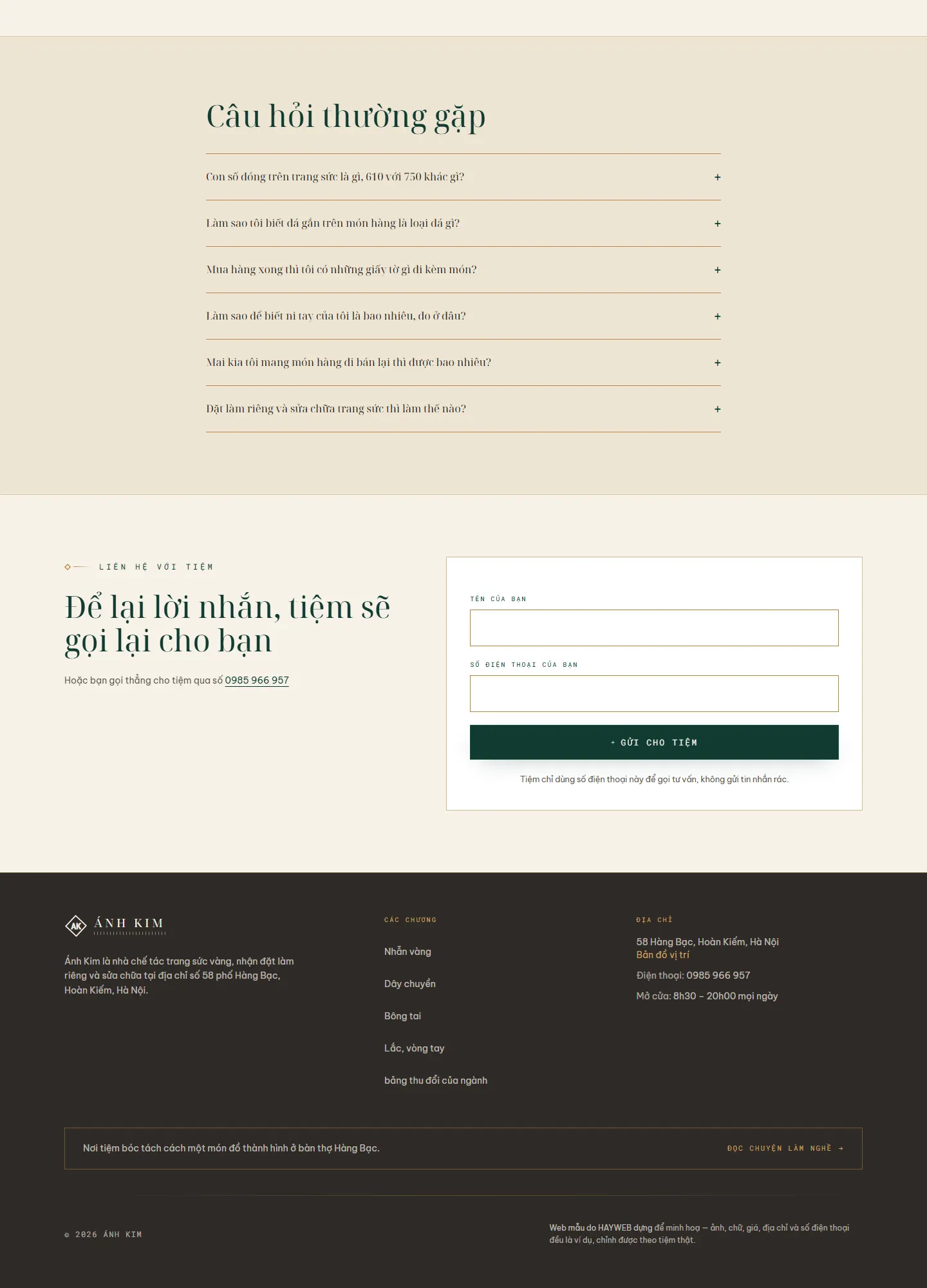 Website demo Ánh Kim trên máy tính — phần 7/7