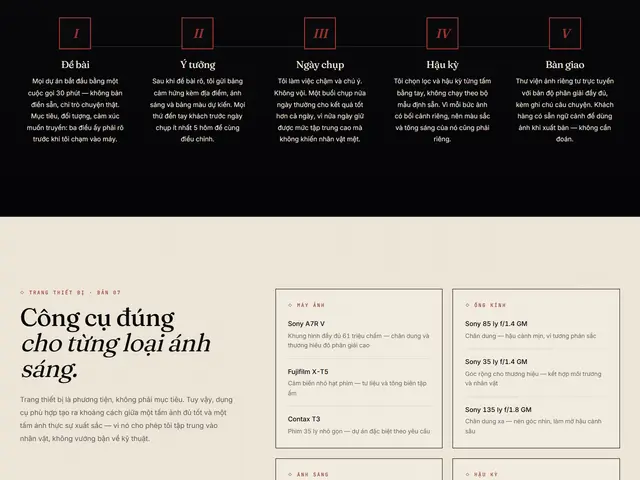 Cuối trang website demo Atelier Hữu