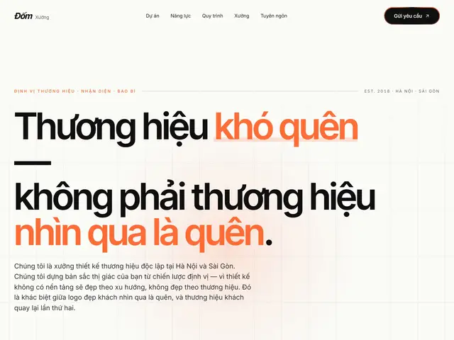 Đầu trang website demo Đốm Studio