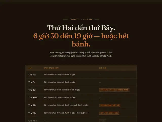 Cuối trang website demo Đậm Bread