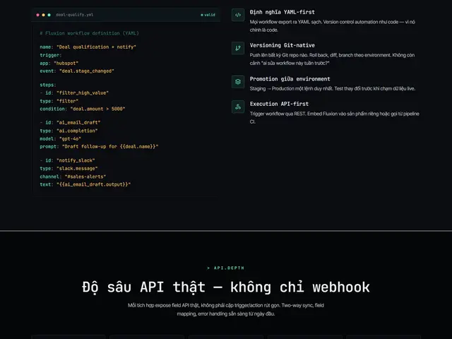 Giữa trang website demo Fluxion