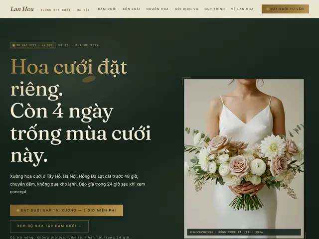 Đầu trang website demo Lan Hoa