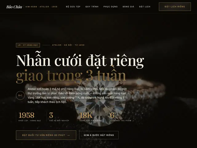 Đầu trang website demo Bảo Châu Kim Hoàn