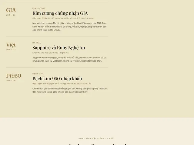 Giữa trang website demo Bảo Châu Kim Hoàn