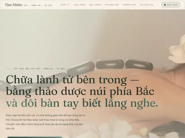Đầu trang website demo Tâm Nhiên Spa