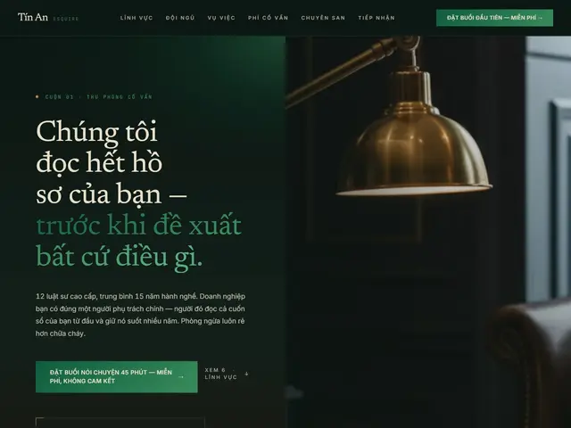 Đầu trang website demo Tín An Legal