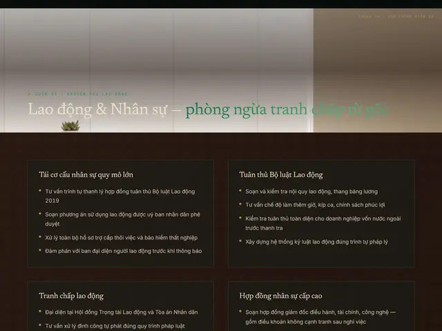 Giữa trang website demo Tín An Legal