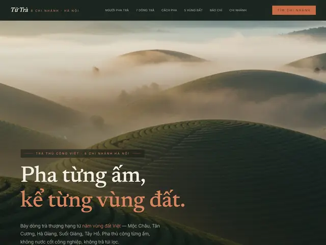 Đầu trang website demo Tử Trà