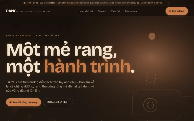 Web Cà phê & Roastery do HAYWEB dựng