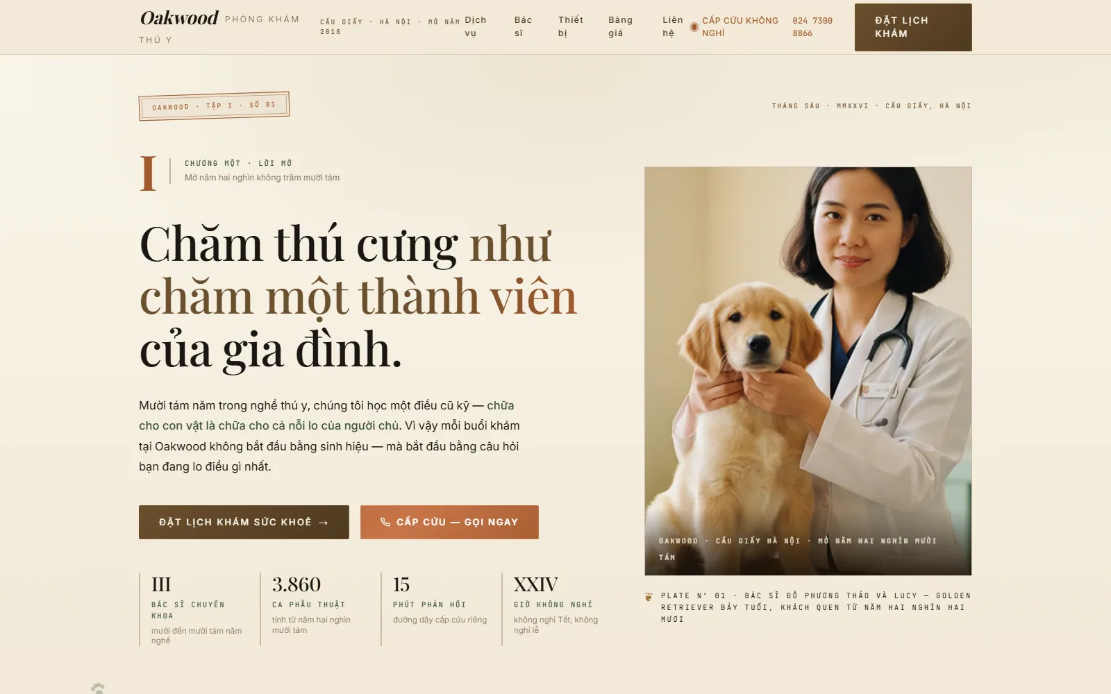 Pet Heritage — Luxury pet hospital + 24/7 emergency demo screenshot