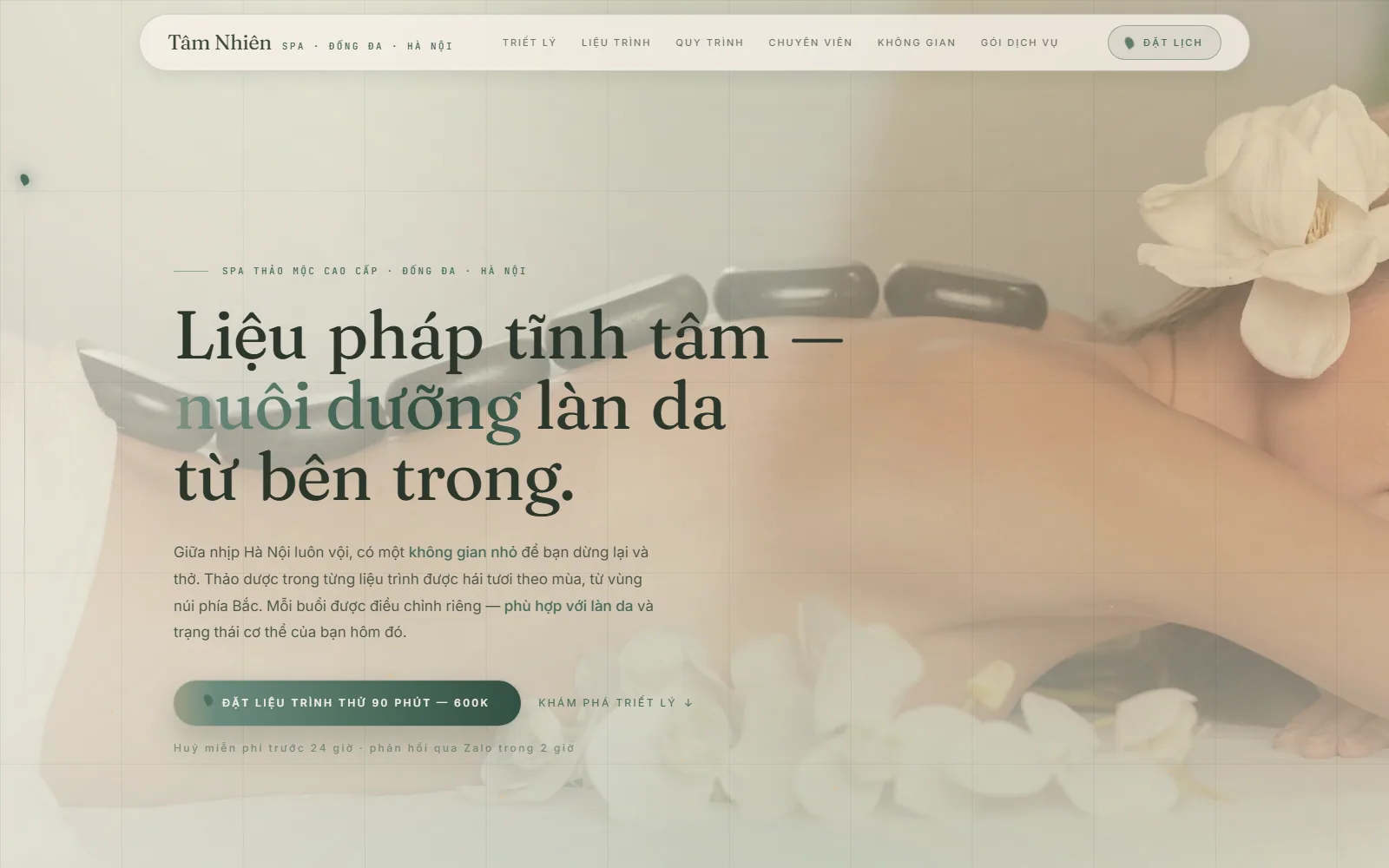 Tâm Nhiên Spa — Boutique wellness demo screenshot